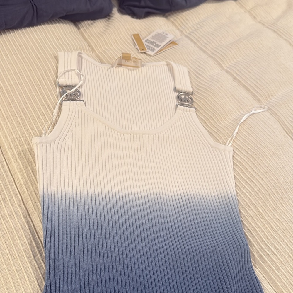 Michael KORS Ombré Ribbed Stretch Viscose Dress  Midnight Blue  Medium NWT - Picture 6 of 8